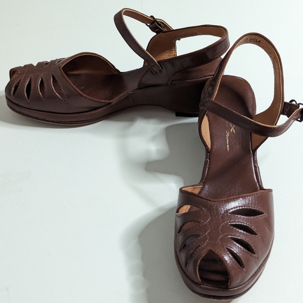1940s Vintage Inspired Heel Sandals Vogue By Remix Brown
